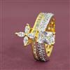 Cubic Zirconia Adjustable Ring With 2 Tone Plating