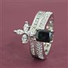 Cubic Zirconia Adjustable Ring With Rhodium Plating