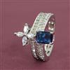 Cubic Zirconia Adjustable Ring With Rhodium Plating