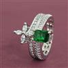 Cubic Zirconia Adjustable Ring With Rhodium Plating