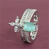 Cubic Zirconia Adjustable Ring With Rhodium Plating