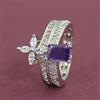 Cubic Zirconia Adjustable Ring With Rhodium Plating