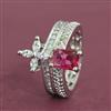 Cubic Zirconia Adjustable Ring With Rhodium Plating
