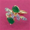 Cz Adjustable Ring With 2 Tone Plating