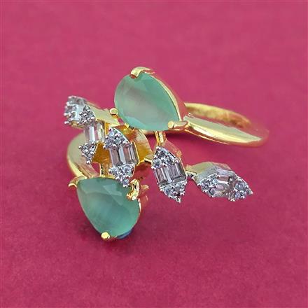 Cz Adjustable Ring With 2 Tone Plating