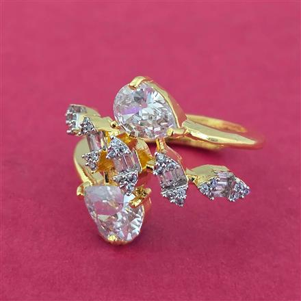 Cz Adjustable Ring With 2 Tone Plating