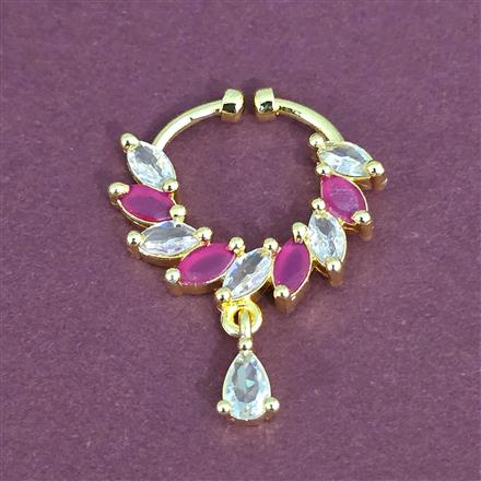 Cubic Zirconia Pressing Nose Ring With Gold Plating