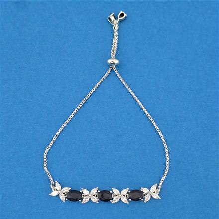 Cubic Zirconia Adjustable Bracelet With Rhodium Plating