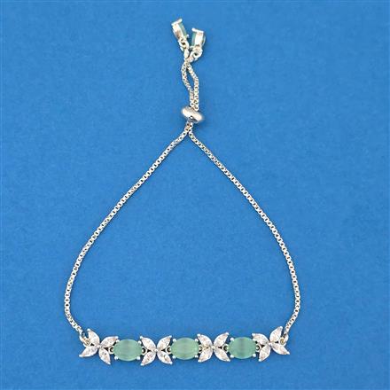 Cubic Zirconia Adjustable Bracelet With Rhodium Plating
