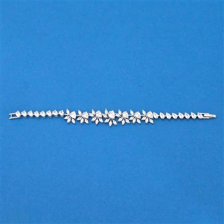 Cubic Zirconia Classic Bracelet With Rhodium Plating