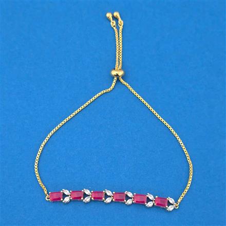 Cubic Zirconia Adjustable Bracelet With Gold Plating