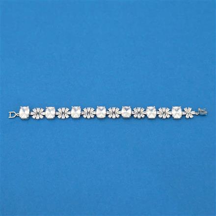 Cubic Zirconia Classic Bracelet With Rhodium Plating