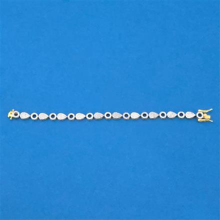 Cubic Zirconia Classic Bracelet With 2 Tone Rhodium Plating