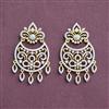 Cubic Zirconia Classic Earring With Mehndi 2 Tone Rhodium Plating