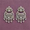 Cubic Zirconia Classic Earring With Mehndi 2 Tone Rhodium Plating