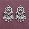 Cubic Zirconia Classic Earring With Mehndi 2 Tone Rhodium Plating
