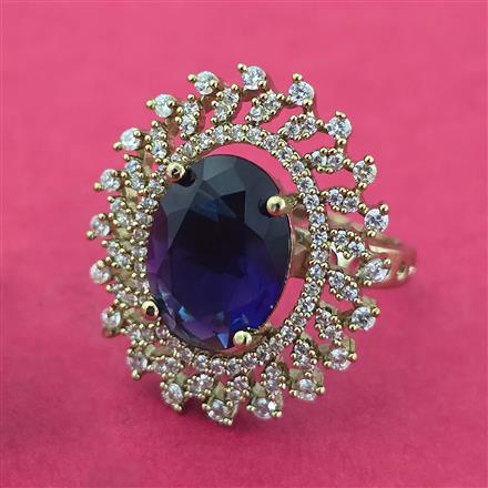 Cz Adjustable Ring With Mehndi Plating
