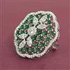 Cubic Zirconia Adjustable Ring With Rhodium Plating