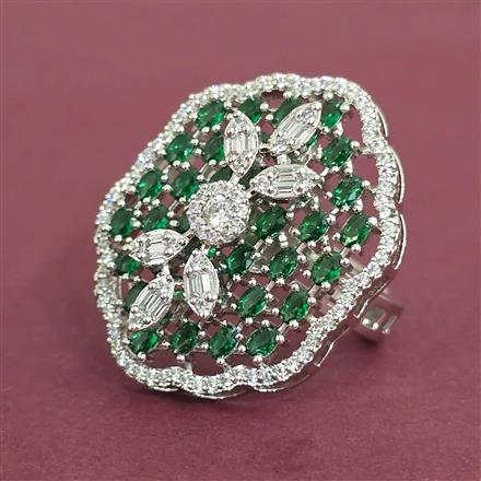 Cubic Zirconia Adjustable Ring With Rhodium Plating
