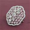 Cubic Zirconia Adjustable Ring With Rhodium Plating