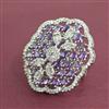 Cubic Zirconia Adjustable Ring With Rhodium Plating