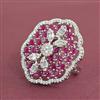 Cubic Zirconia Adjustable Ring With Rhodium Plating