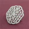 Cubic Zirconia Adjustable Ring With Rhodium Plating
