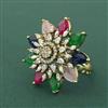 Cz Adjustable Ring With Mehndi Plating