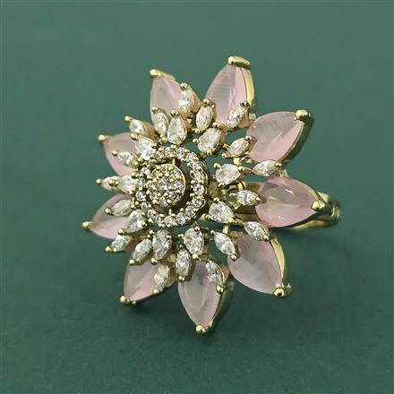 Cz Adjustable Ring With Mehndi Plating