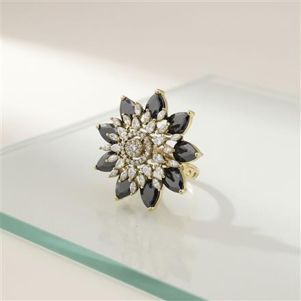 Cz Adjustable Ring With Mehndi Plating