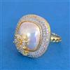 Cz Adjustable Ring With 2 Tone Rhodium Plating