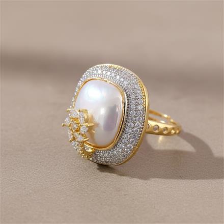 Cz Adjustable Ring With 2 Tone Rhodium Plating