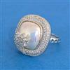 Cz Adjustable Ring With 2 Tone Rhodium Plating