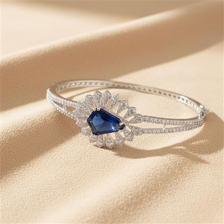 Cz Openable Kada With Rhodium Plating