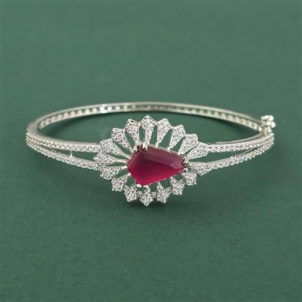 Cz Openable Kada With Rhodium Plating