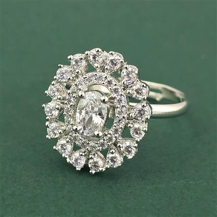 Cz Adjustable Ring With Rhodium Plating