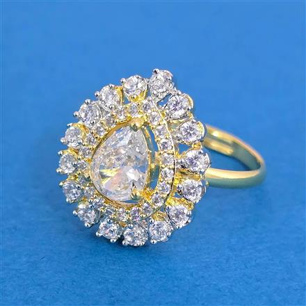 Cz Adjustable Ring With 2 Tone Plating