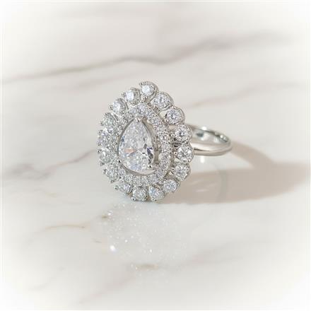 Cz Adjustable Ring With Rhodium Plating