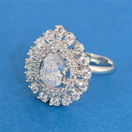 Cz Adjustable Ring With Rhodium Plating