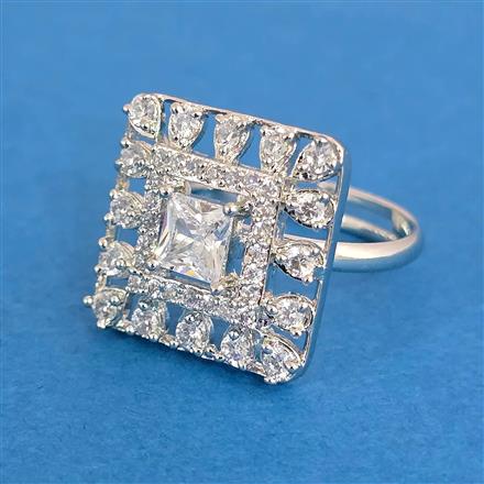 Cz Adjustable Ring With Rhodium Plating