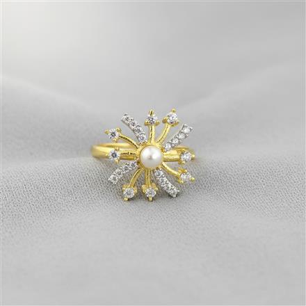 Cz Adjustable Ring With 2 Tone Plating
