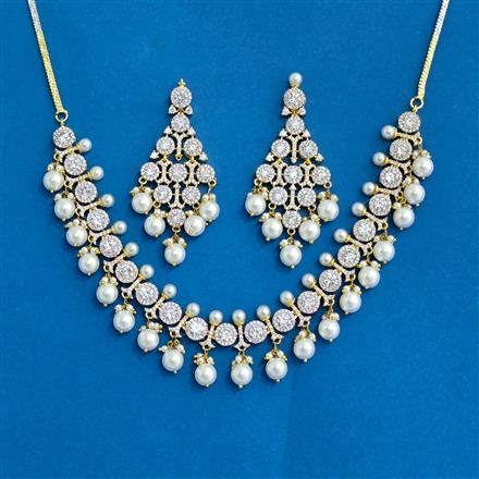 Cz Moti Necklace With 2 Tone Plating