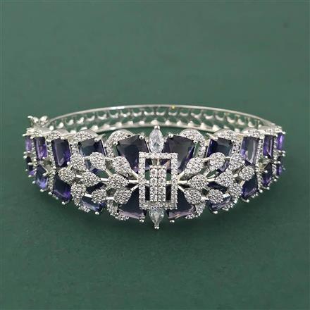 Cz Openable Kada With Rhodium Plating