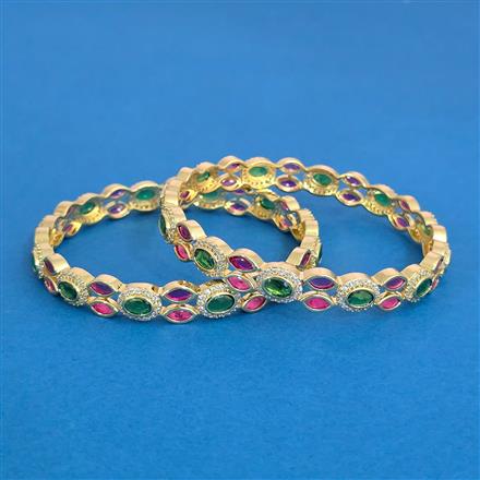 Cz Classic Bangles With 2 Tone Plating