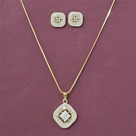 Cz Classic Pendant Set With 2 Tone Plating