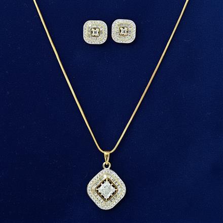 Cz Classic Pendant Set With 2 Tone Plating