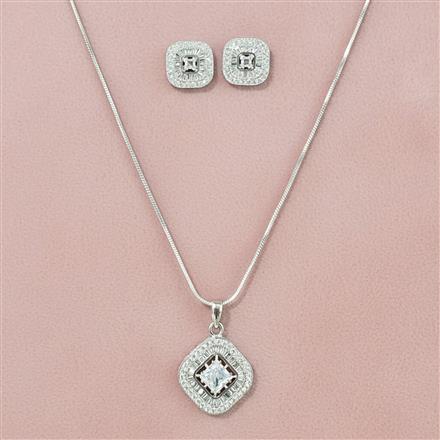 Cz Classic Pendant Set With Rhodium Plating