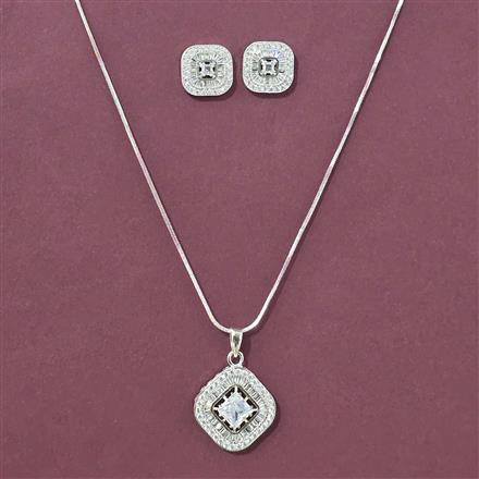 Cz Classic Pendant Set With Rhodium Plating