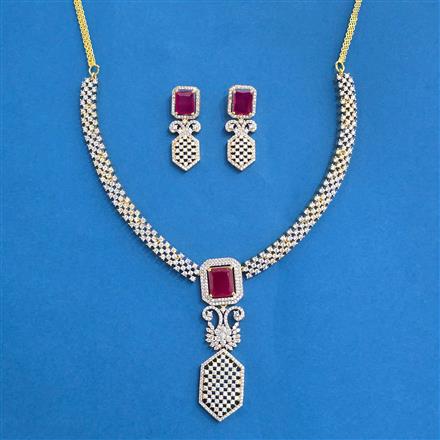 Cz Classic Necklace With 2 Tone Plating