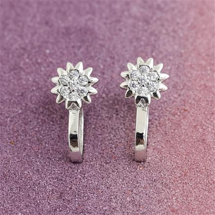 Cz Pressing Nose Ring With Rhodium Plating